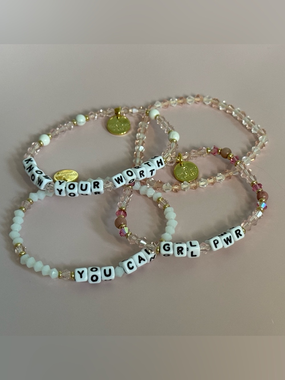 Little Words Project Pink Inspirational Beaded Bracelet Stack- Set of 4- NWOT